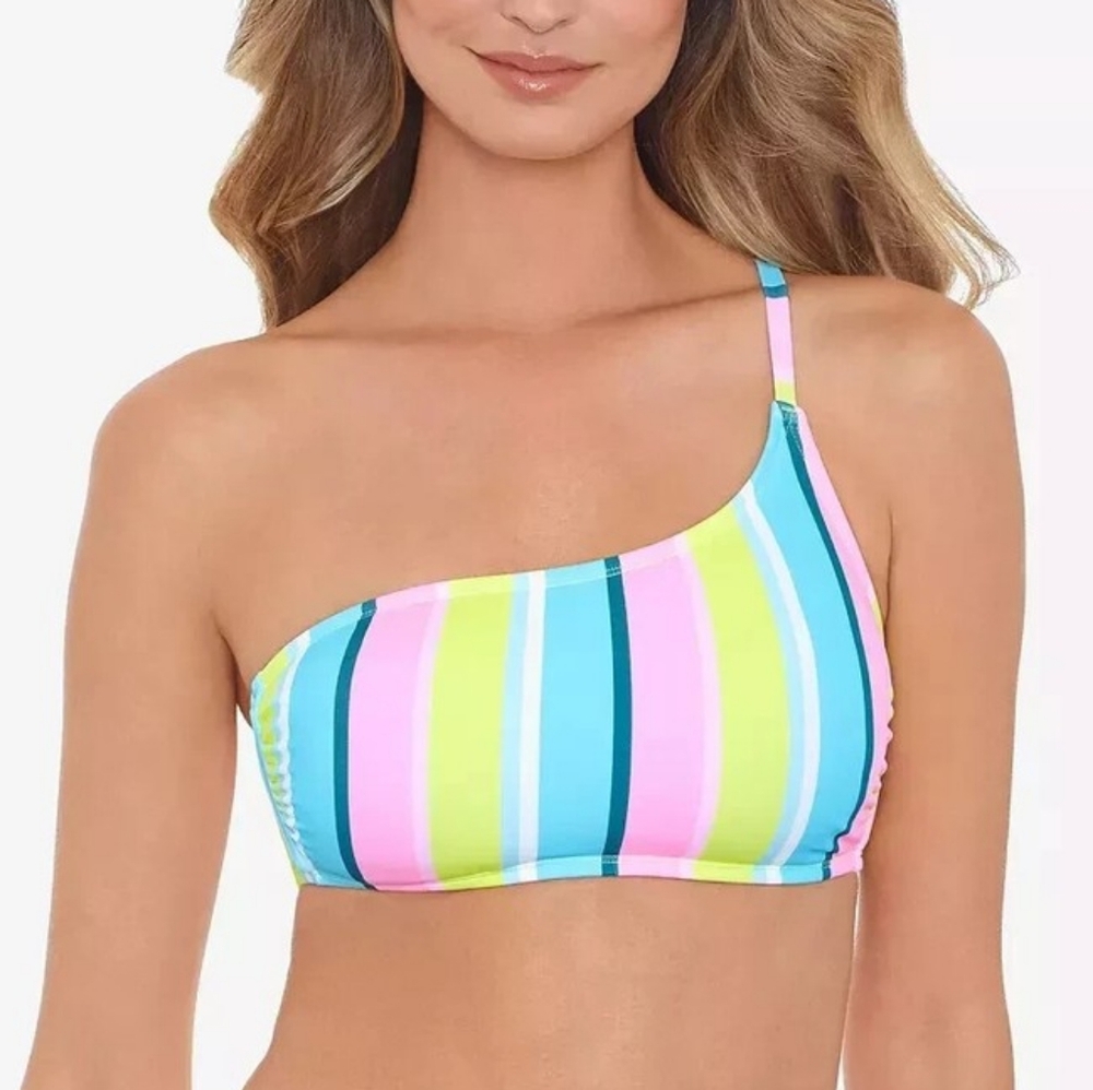 Salt + Cove Sunny Stripe One-Shoulder Bikini Top Multicolor S